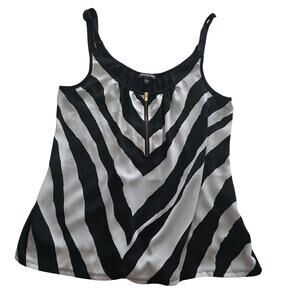 Express Black & White Printed Tank Top sz Medium Y2K 2000s Animal Print Zebra